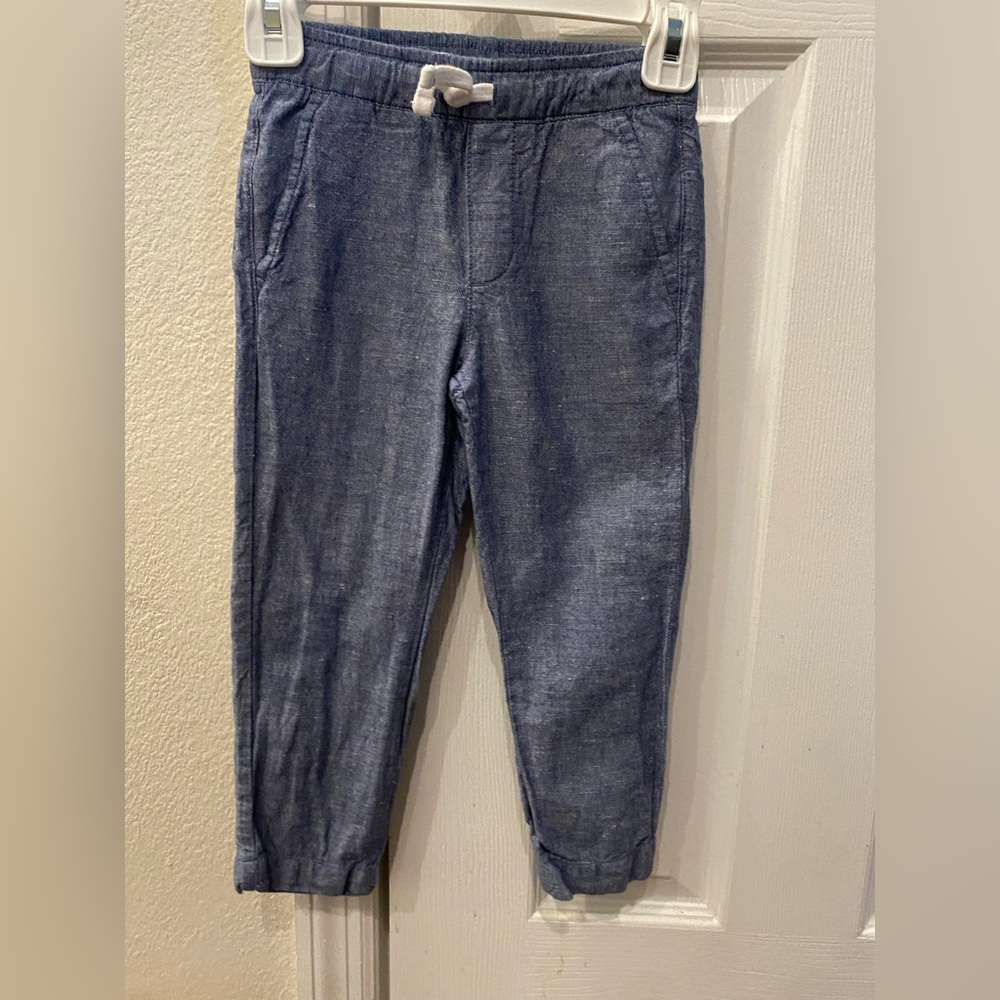 Janie and Jack denim blue linen pants with elastic waist